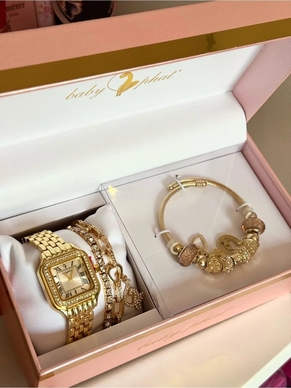 Baby Phat Gold Tone Women's Watch and Bracelet Set